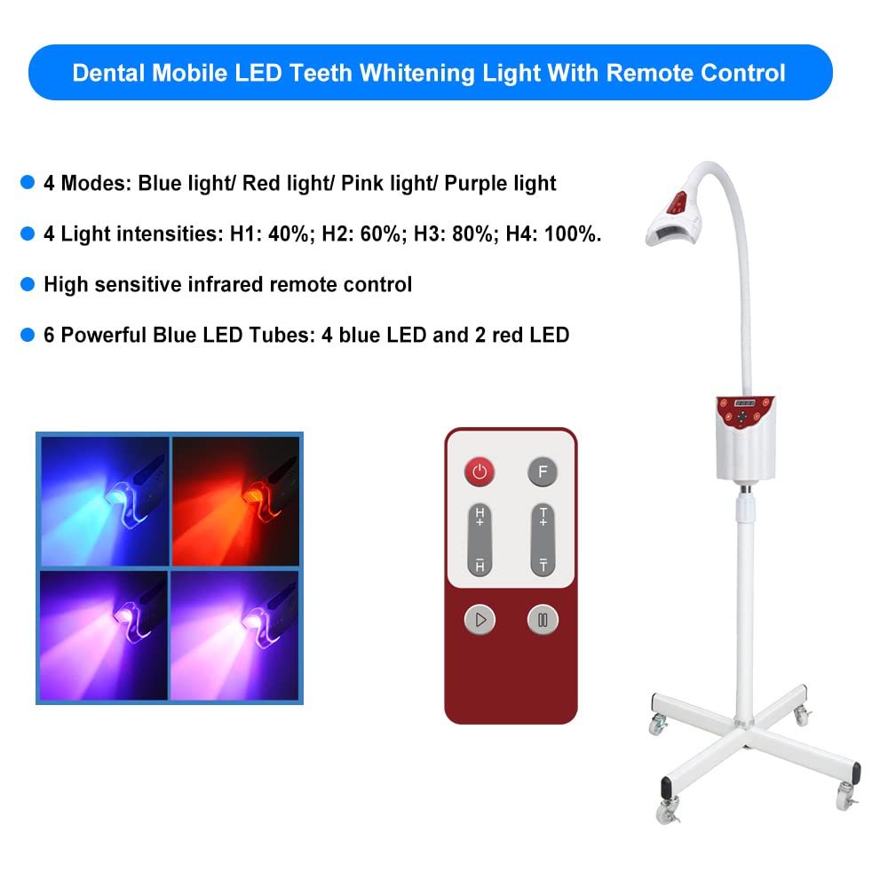 Fencia teeth whitening lamp red side view showing adjustable height