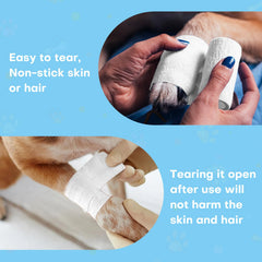 Fenhupe bandage wrap applied without tape or pins, sticking to itself