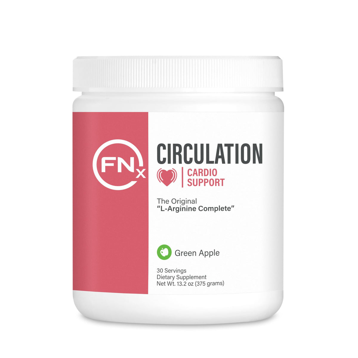 Fenix Nutrition Arginine Complete bottle with green apple flavor, supporting energy and circulation.