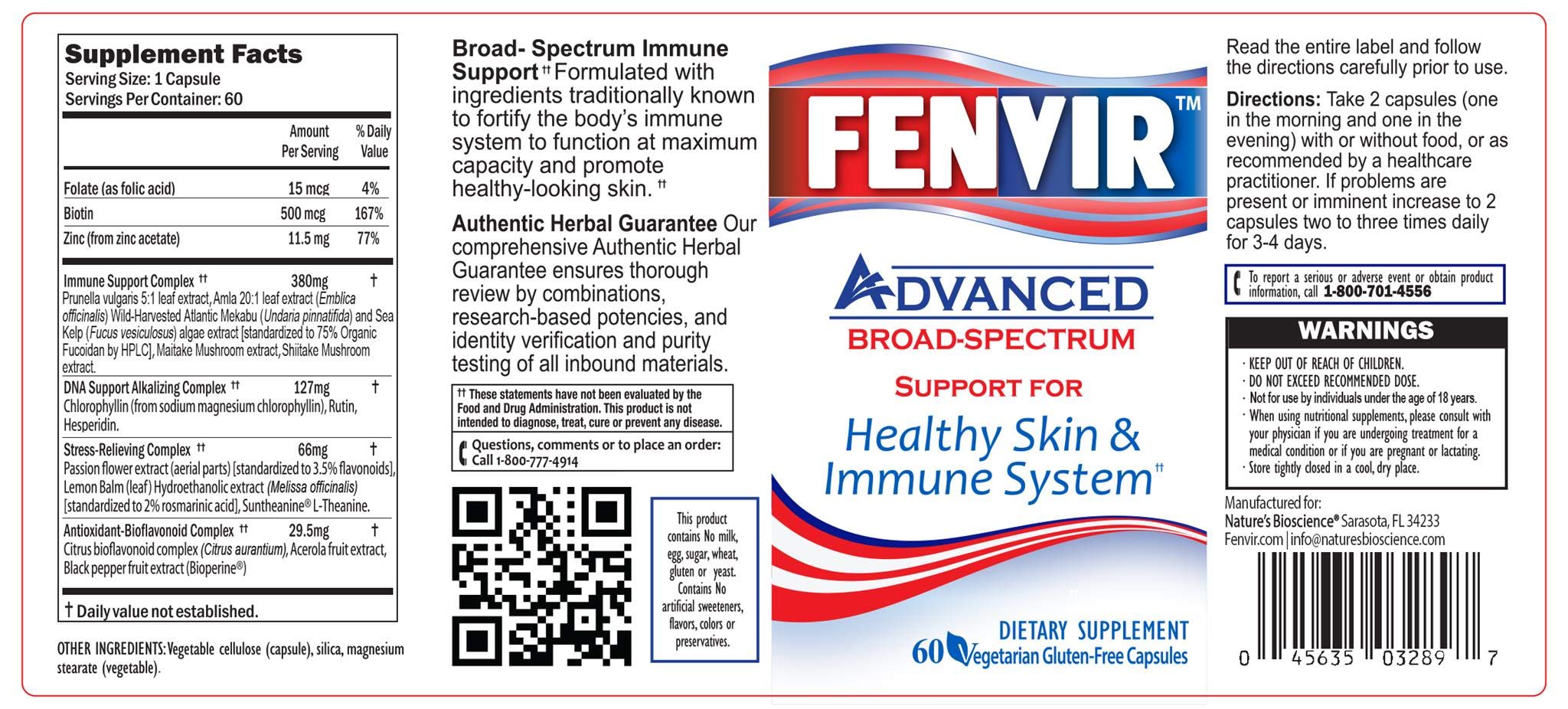Close-up of FENVIR vegetarian gluten-free capsules highlighting clean ingredients.
