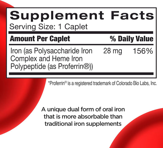 Feosol Complete with Bifera Iron bottle back displays label details and daily dosage guidance.