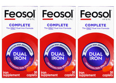 Feosol Complete caplets in a bottle front for daily iron support.