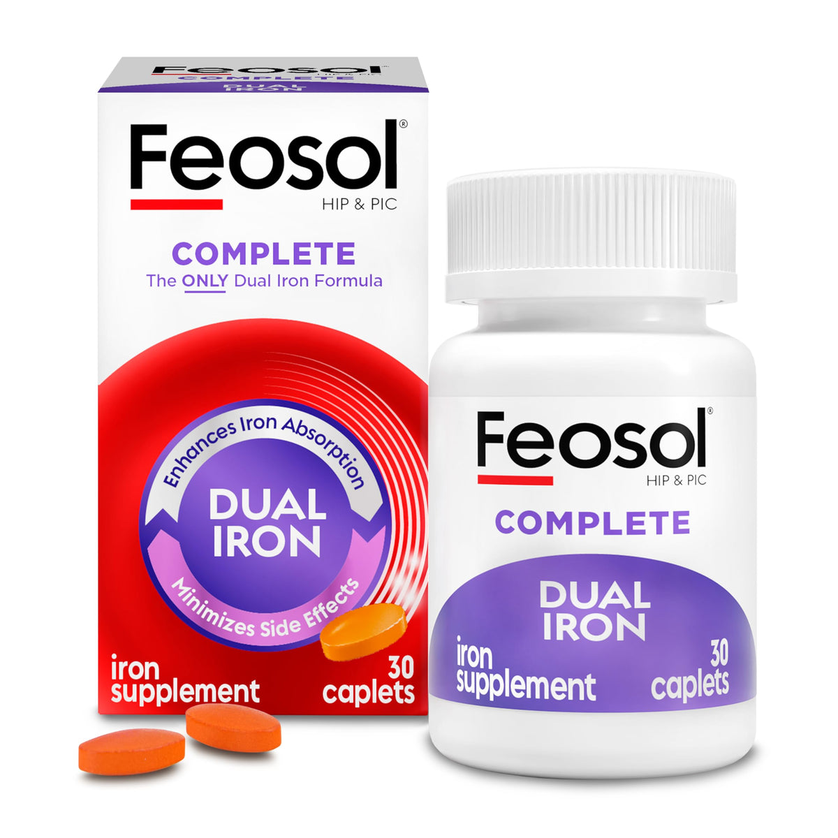 Feosol Complete iron caplet closeup for easy absorption