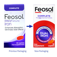 Feosol Complete packaging inside view reveals convenient monthly supply.