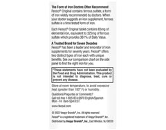 Feosol Original dosage info close-up highlighting 65 mg iron