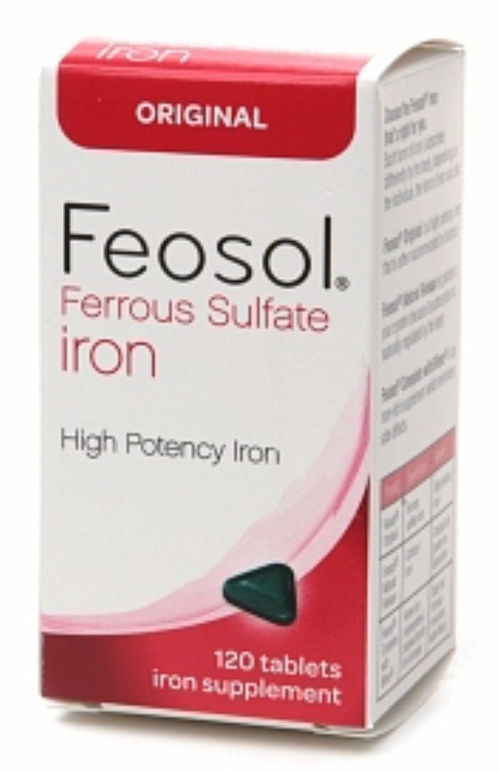 Feosol Original iron tablets bottle for daily high-potency iron support.