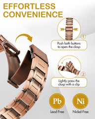Feraco copper bracelet on wrist showcases timeless design for any occasion.