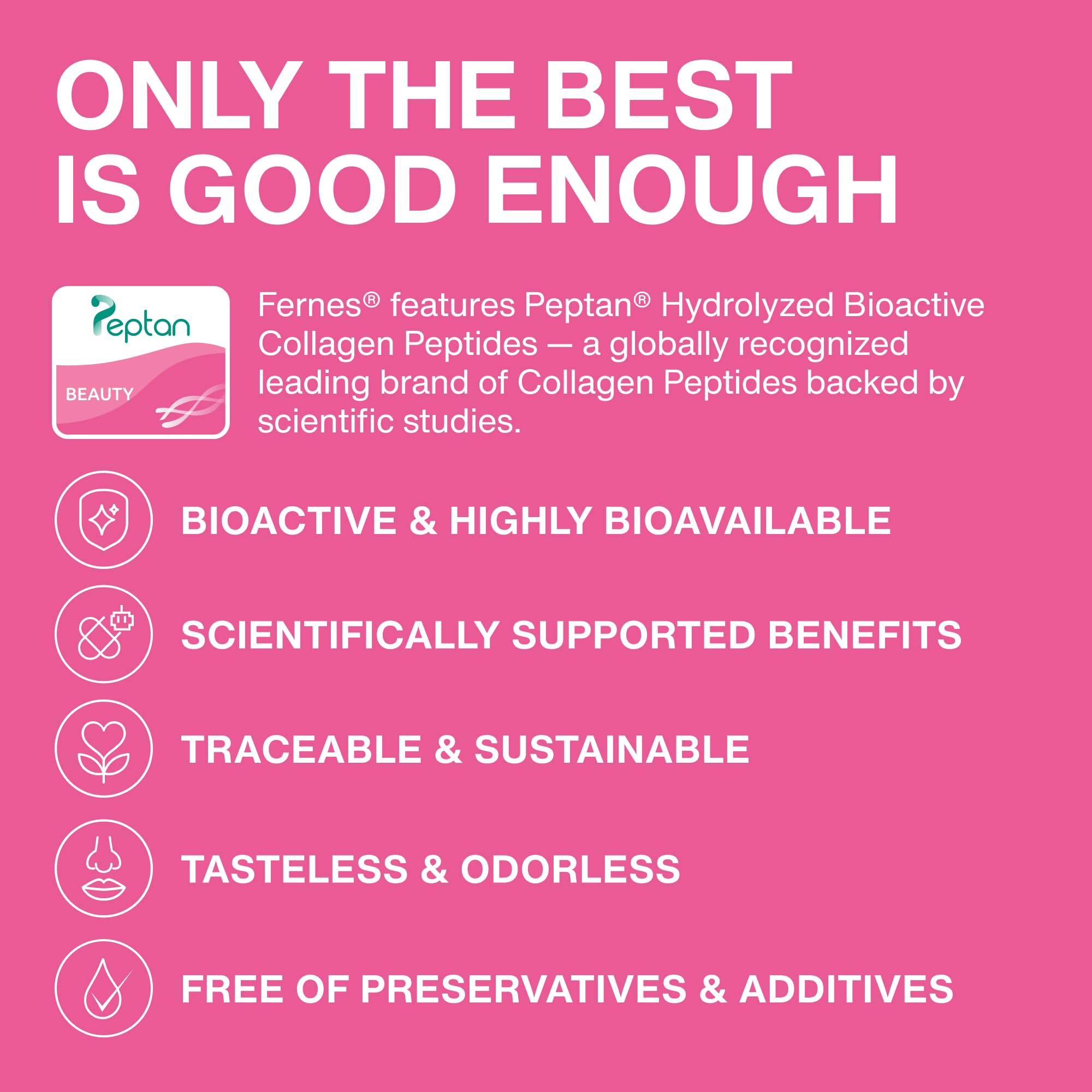 Fernes grass-fed sourcing label highlighting clean, ethical collagen.
