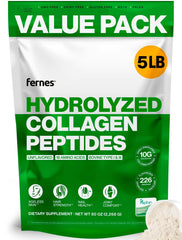 Fernes collagen powder bottle front showing easy, daily-use packaging