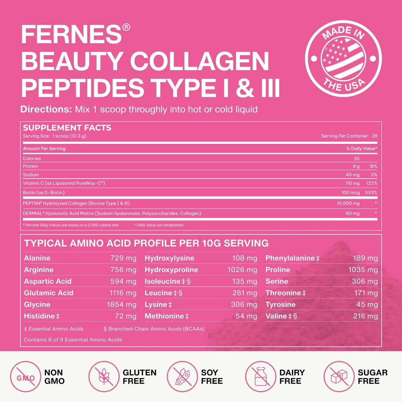 Fernes Collagen scoop dispensing into a glass for easy daily use.