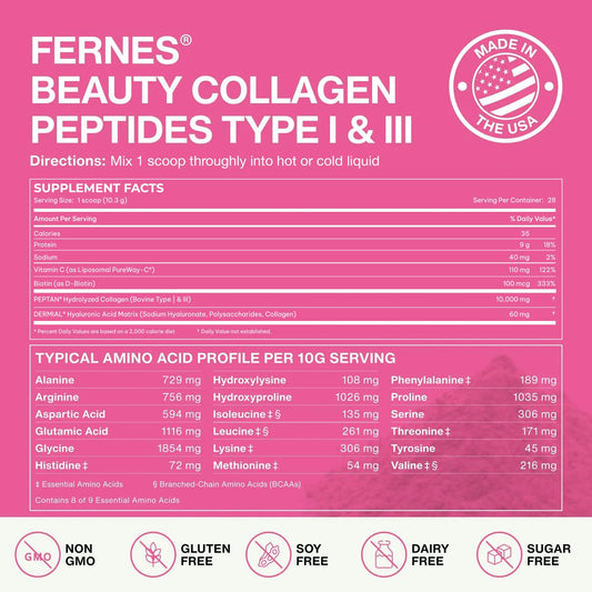 Fernes Collagen scoop dispensing into a glass for easy daily use.