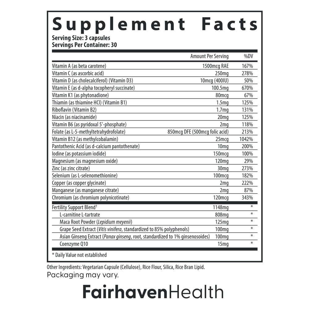 Close-up of FertilAid capsules emphasizing vegan, allergen-free formula.