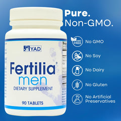 Packaging seal on Fertilia Men bottle ensuring product integrity.