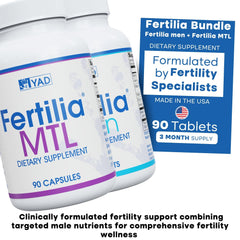Fertilia YAD Men bottle side view showing easy dosing with meals