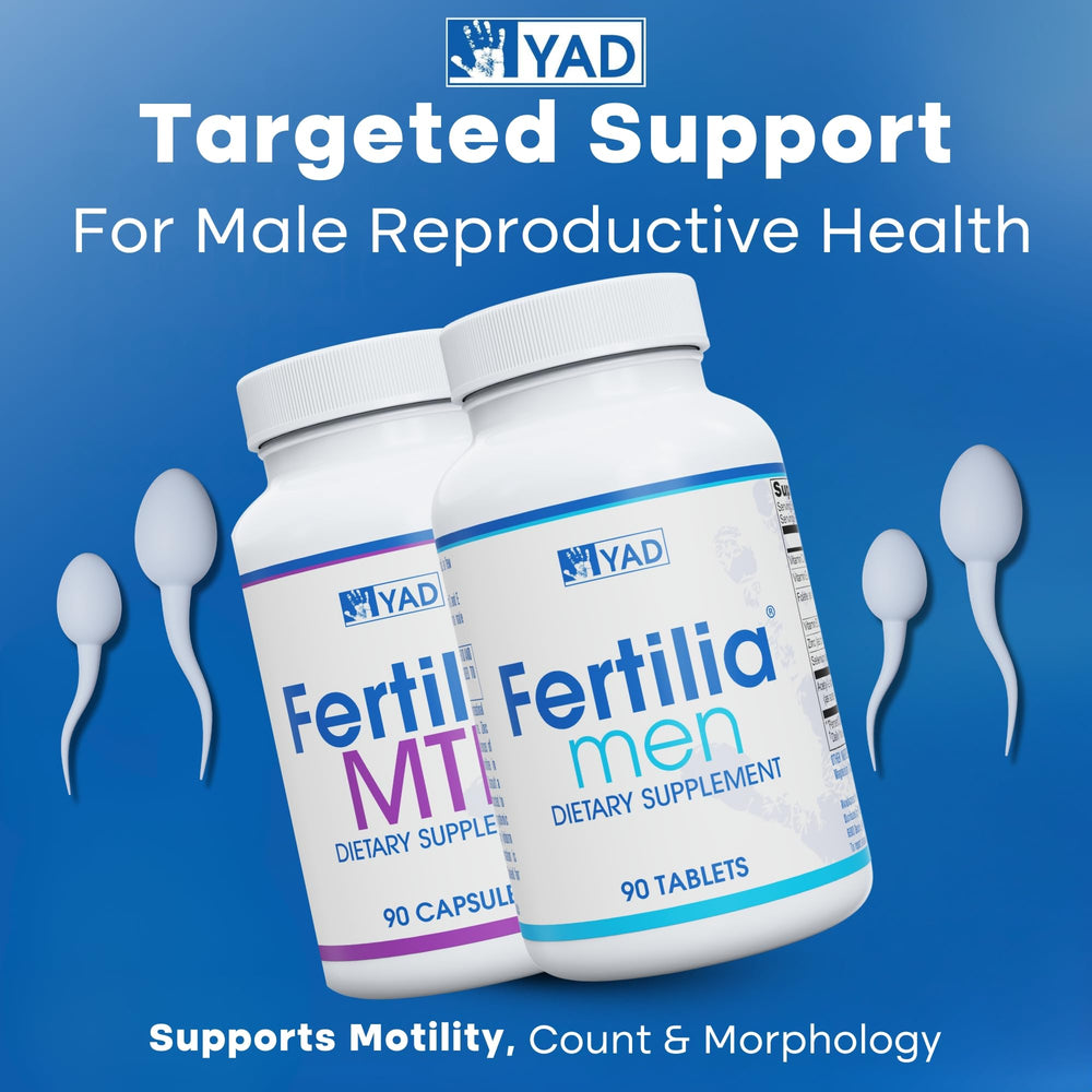 Fertilia YAD MTL bottle side view with capsules ready for daily use