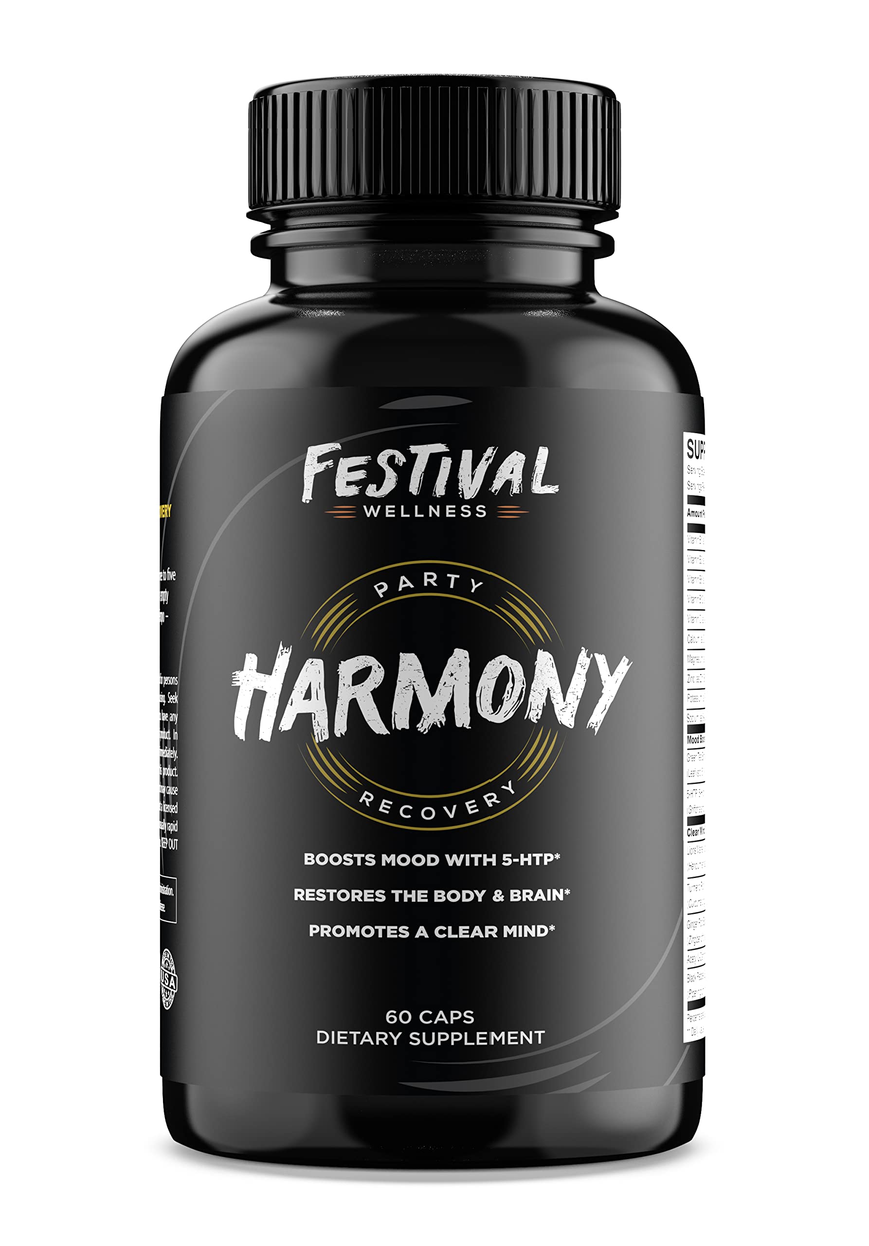Festival Wellness Harmony bottle shown for post-festival recovery and mood support.