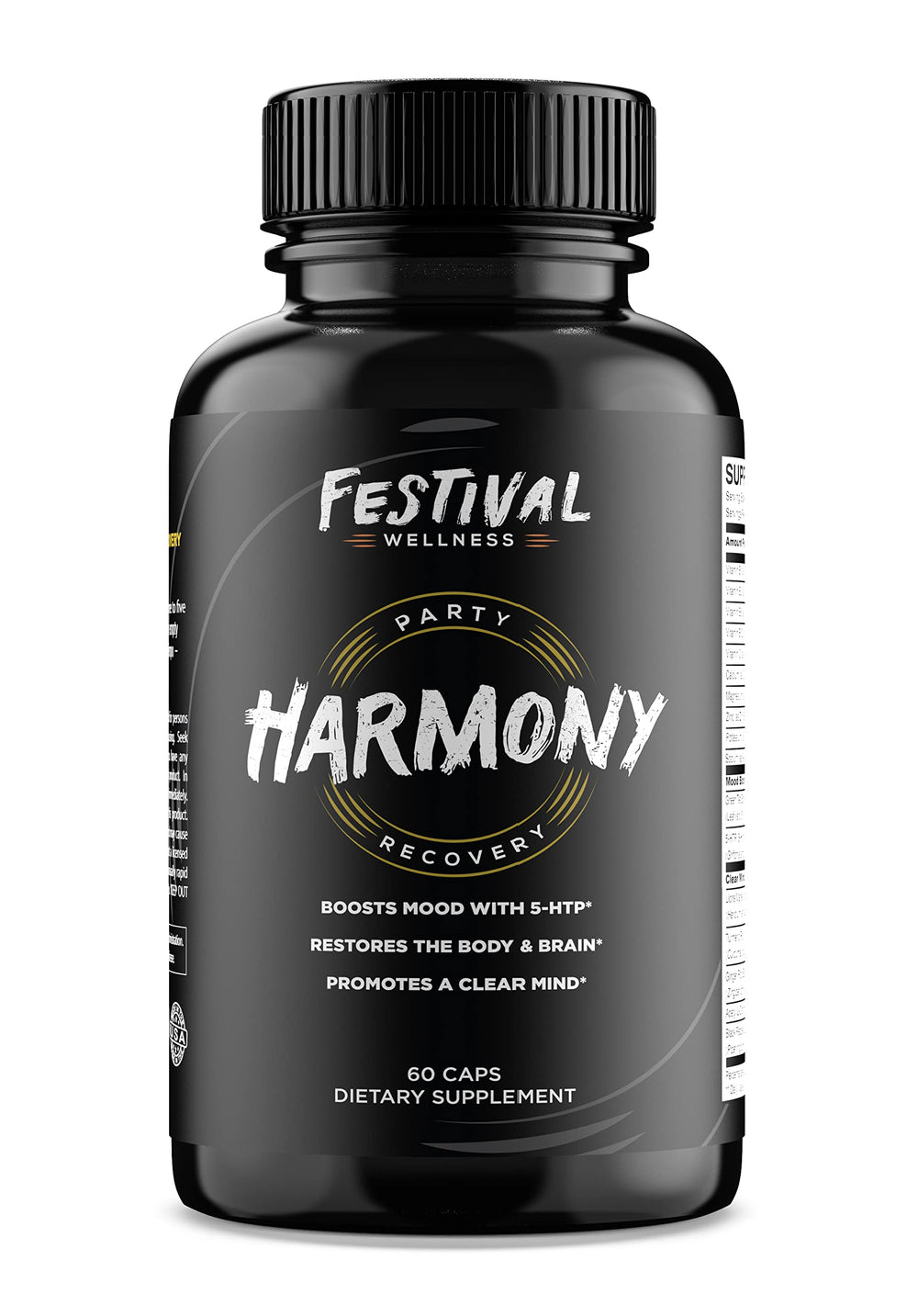 Festival Wellness Harmony bottle shown for post-festival recovery and mood support.