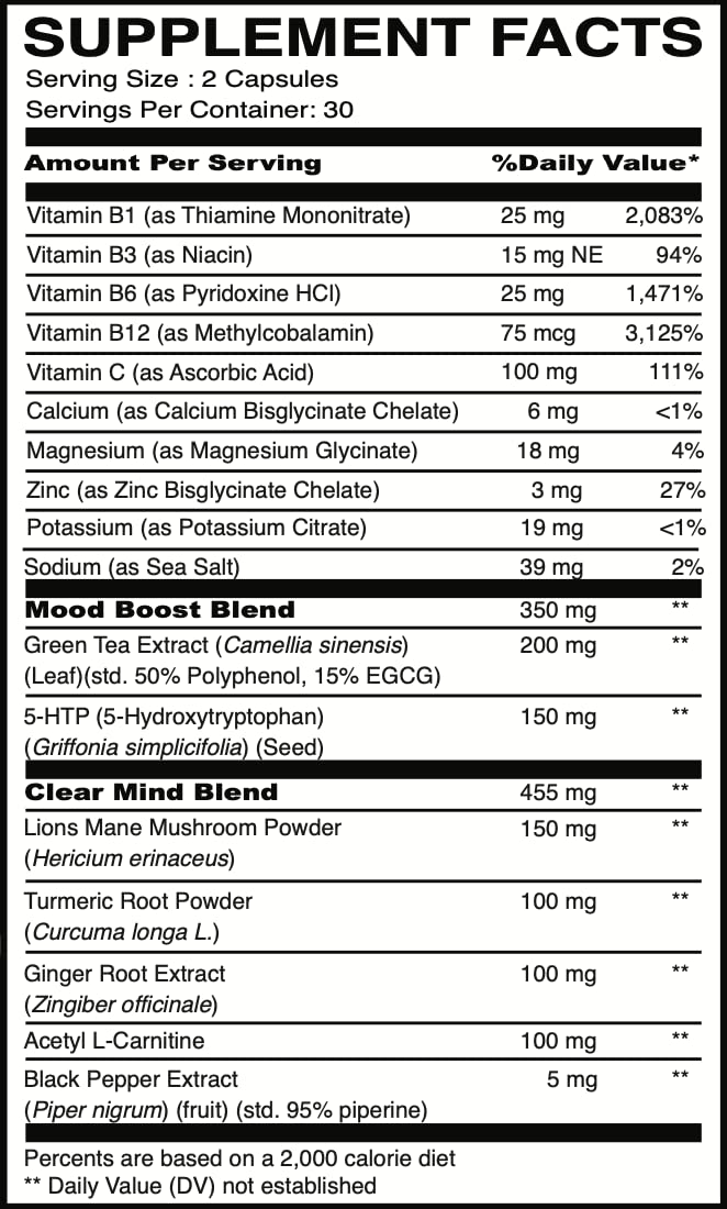 Harmony label close-up showing ingredients for festival recovery.