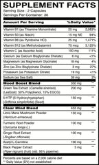Harmony label close-up showing ingredients for festival recovery.