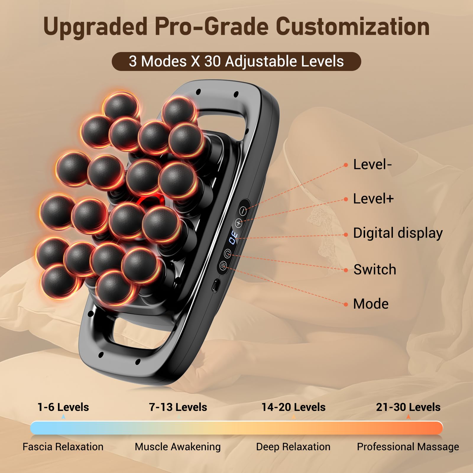 Feyano handheld design enables flexible relief on back or legs