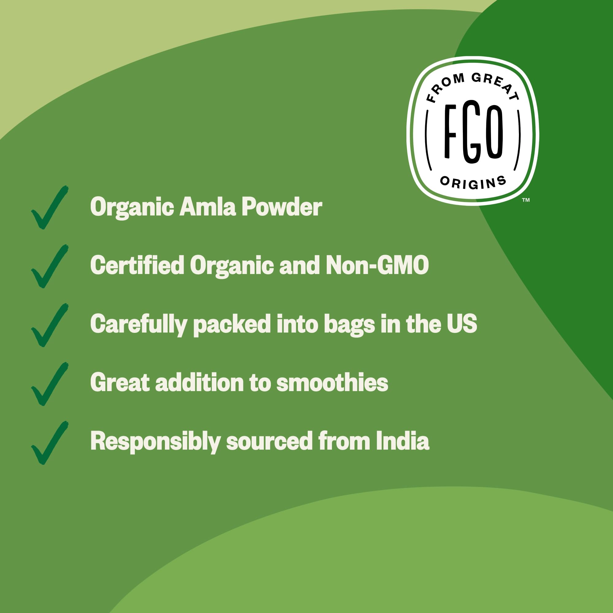 FGO Amla Powder packaging design close-up for clear labeling