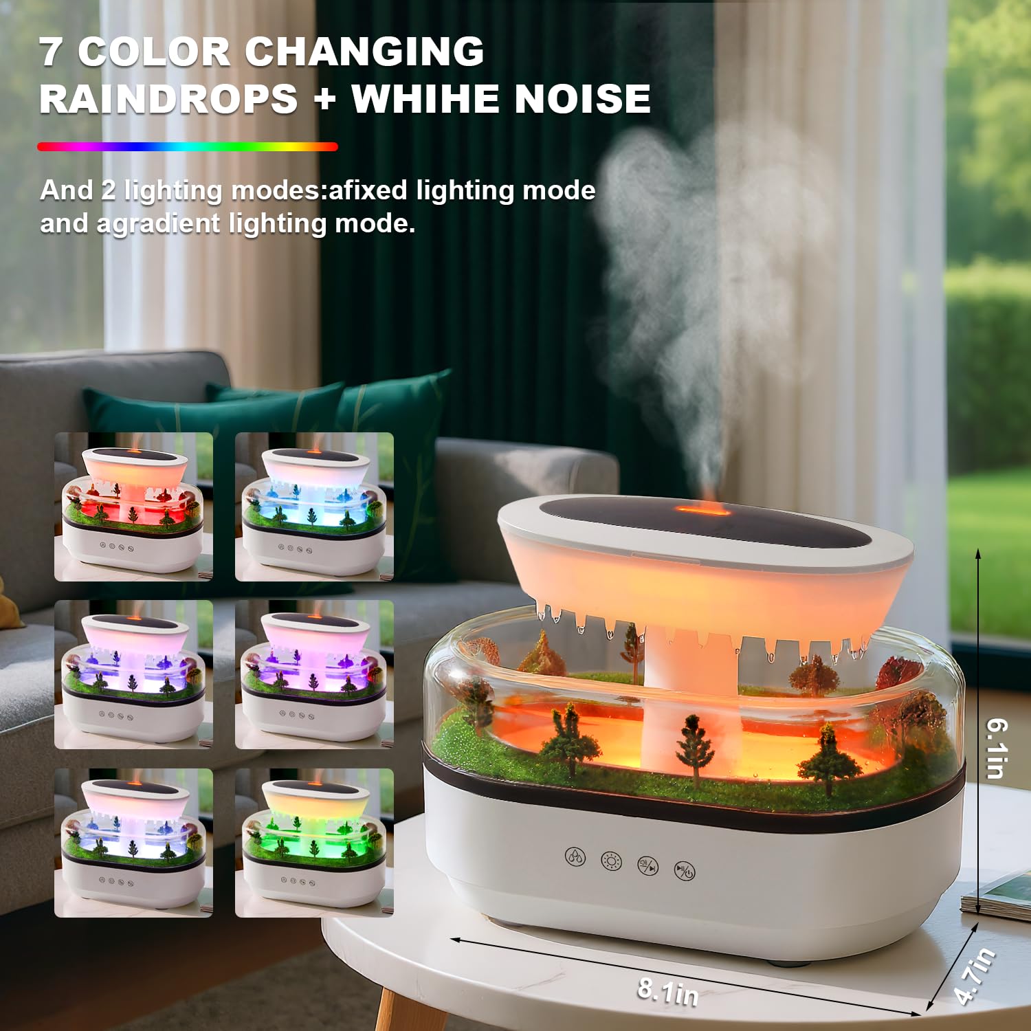 FHNUVB Cloud Rain emits calming rain sounds for relaxation.