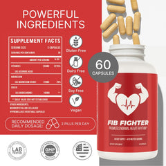 Fib Fighter vegan non-GMO badge on packaging for ethical choice