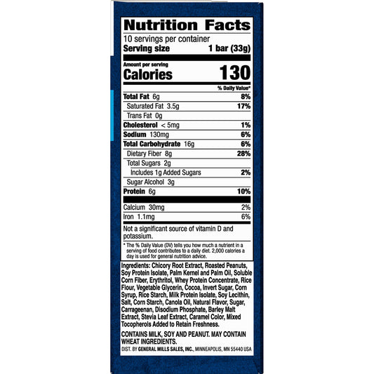 Fiber One caramel nut bar cross-section shows chewy texture and crunchy nuts for a satisfying bite