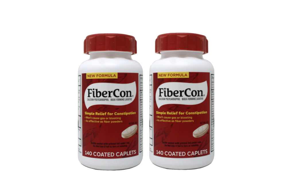 Fibercon 2-pack box front demonstrates convenient daily use for regularity.