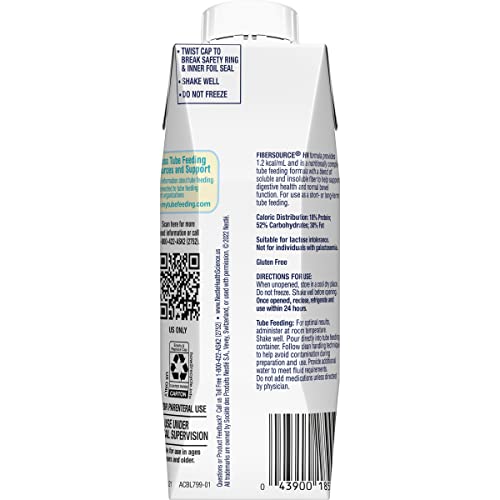 Fibersource HN bottle back label detailing fiber and protein sources