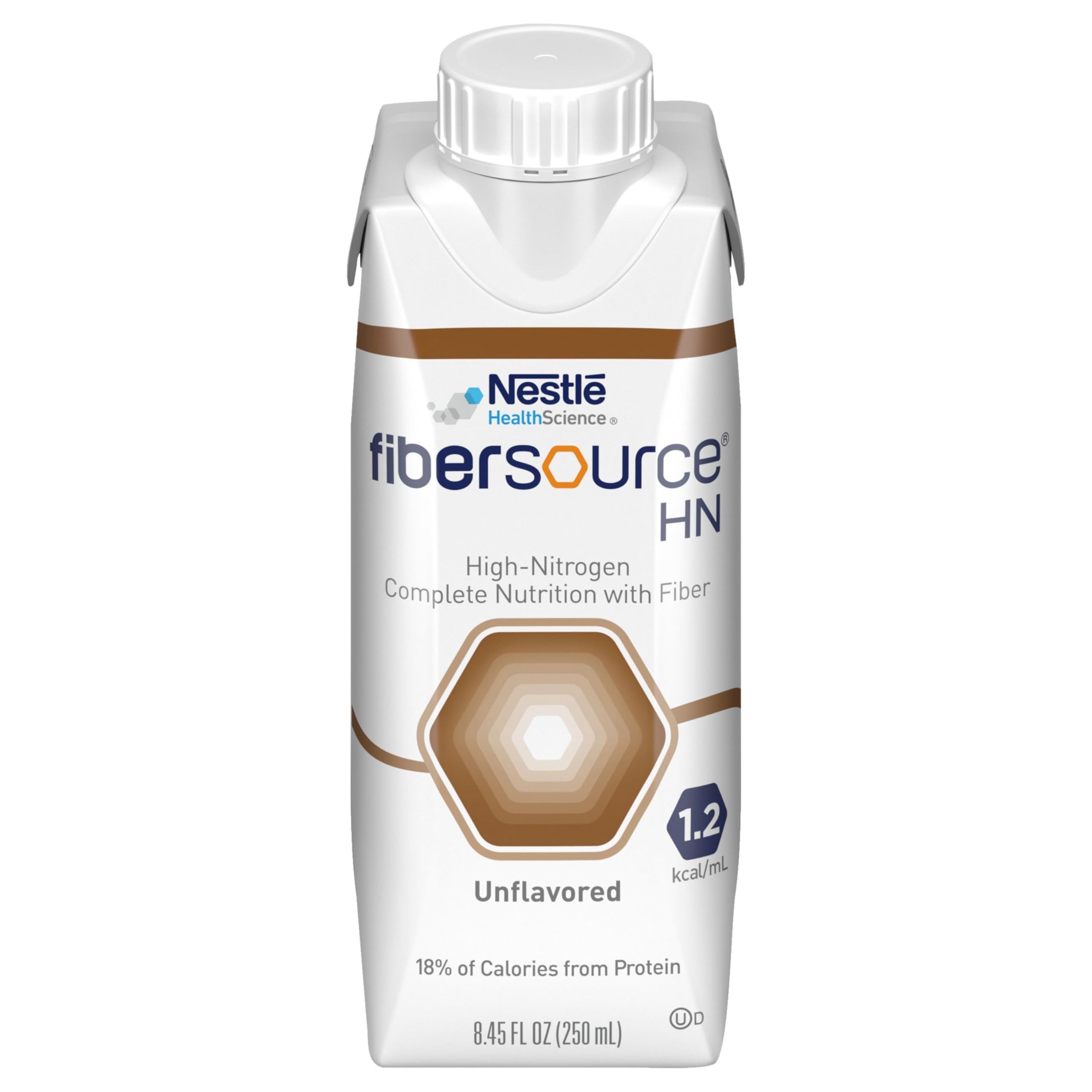 Fibersource HN bottle front view showing unflavored tube feeding nutrition