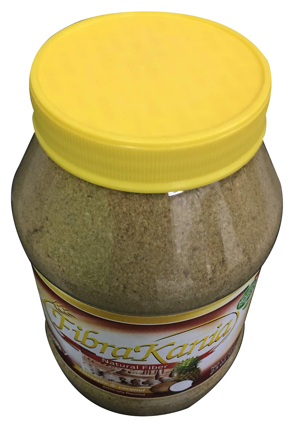 Fibra Kania Pineapple & Coconut bottle on kitchen counter supporting a fiber routine.