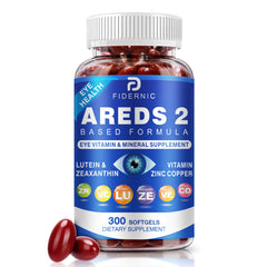 FIDERNIC AREDS2 softgels bottle supports daytime macular nutrition and visual comfort.