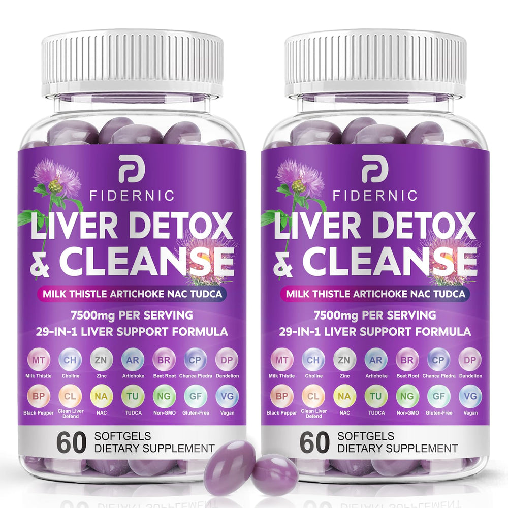 FIDERNIC Liver Cleanse bottle on a counter for daily liver support.