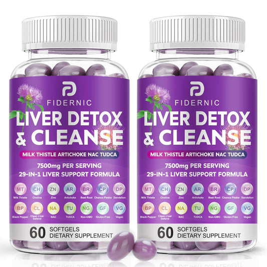 FIDERNIC Liver Cleanse bottle on a counter for daily liver support.