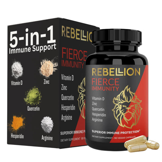 Fierce Immunity 5-in-1 bottle-front showing complete daily immune support solution