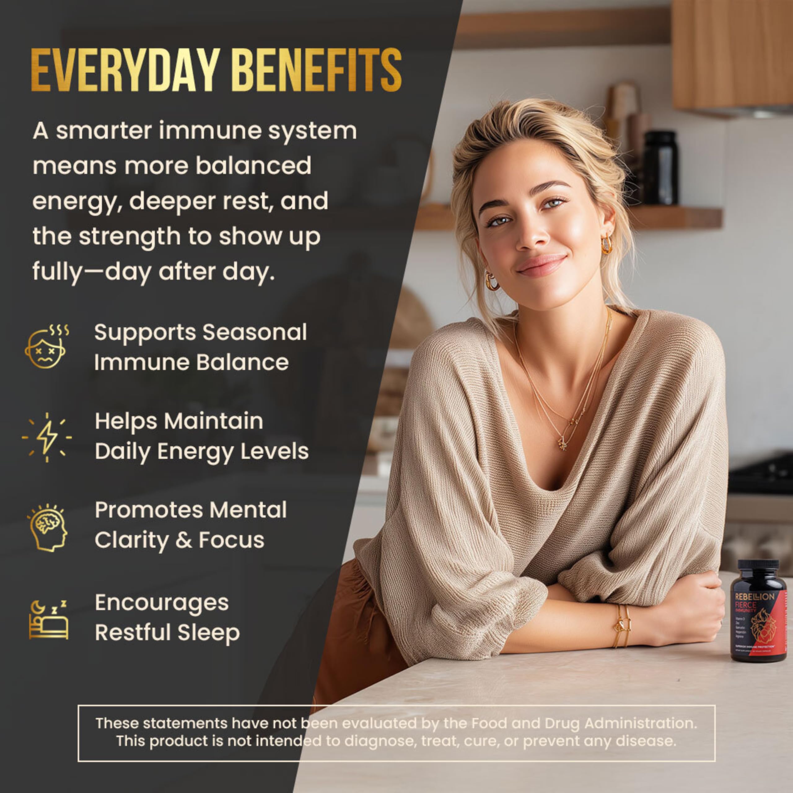 Fierce Immunity capsules-closeup highlighting easy-to-take daily capsules for busy lives