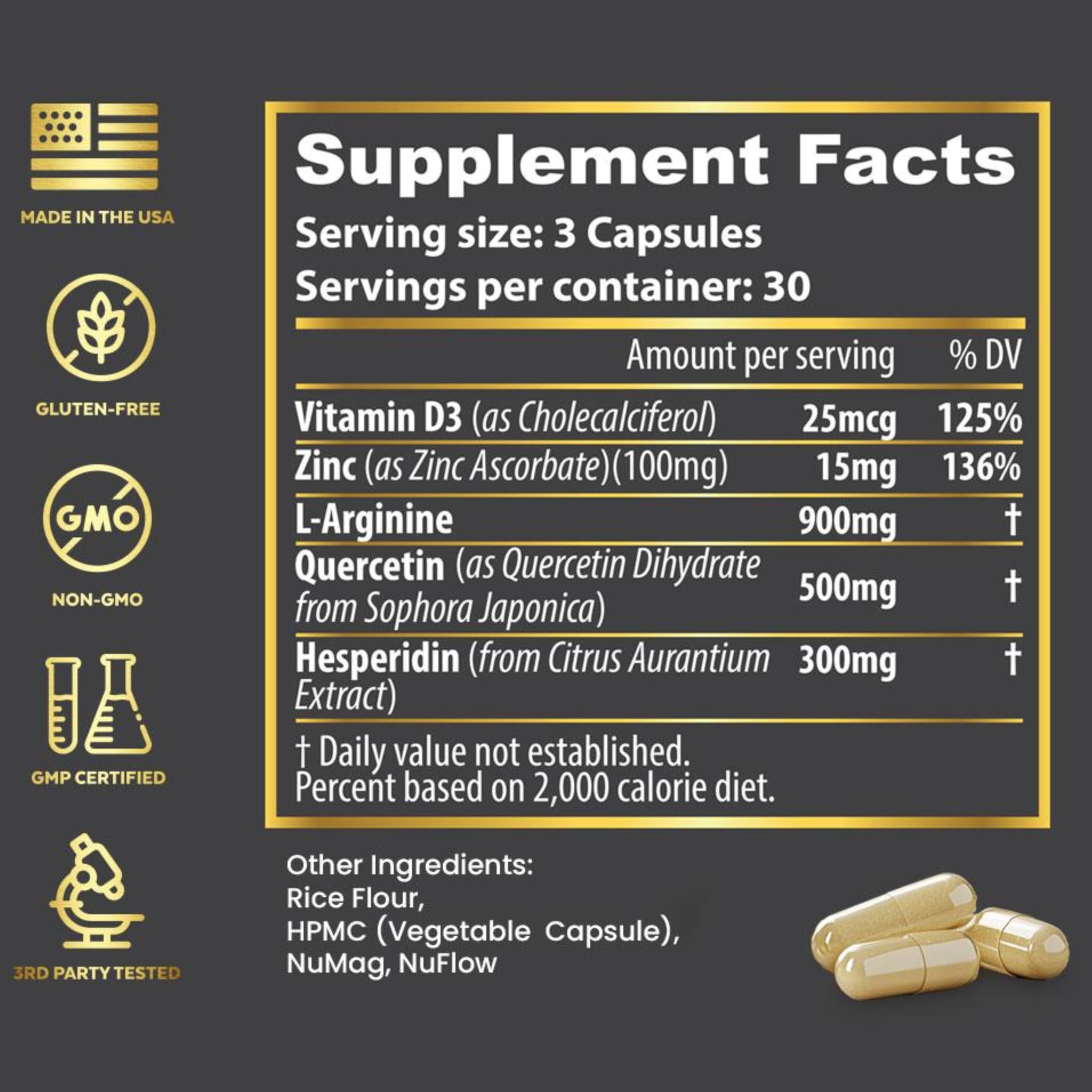 Fierce Immunity immune-support-blend close-up featuring Vitamin C, Quercetin, and Zinc