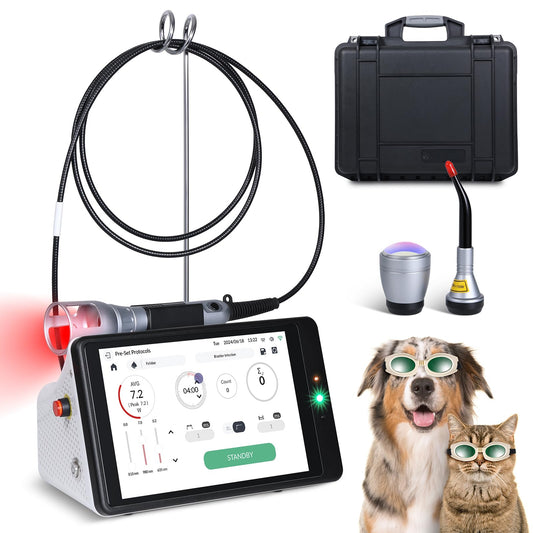 FIGERM cold laser system front view for versatile vet and human therapy.