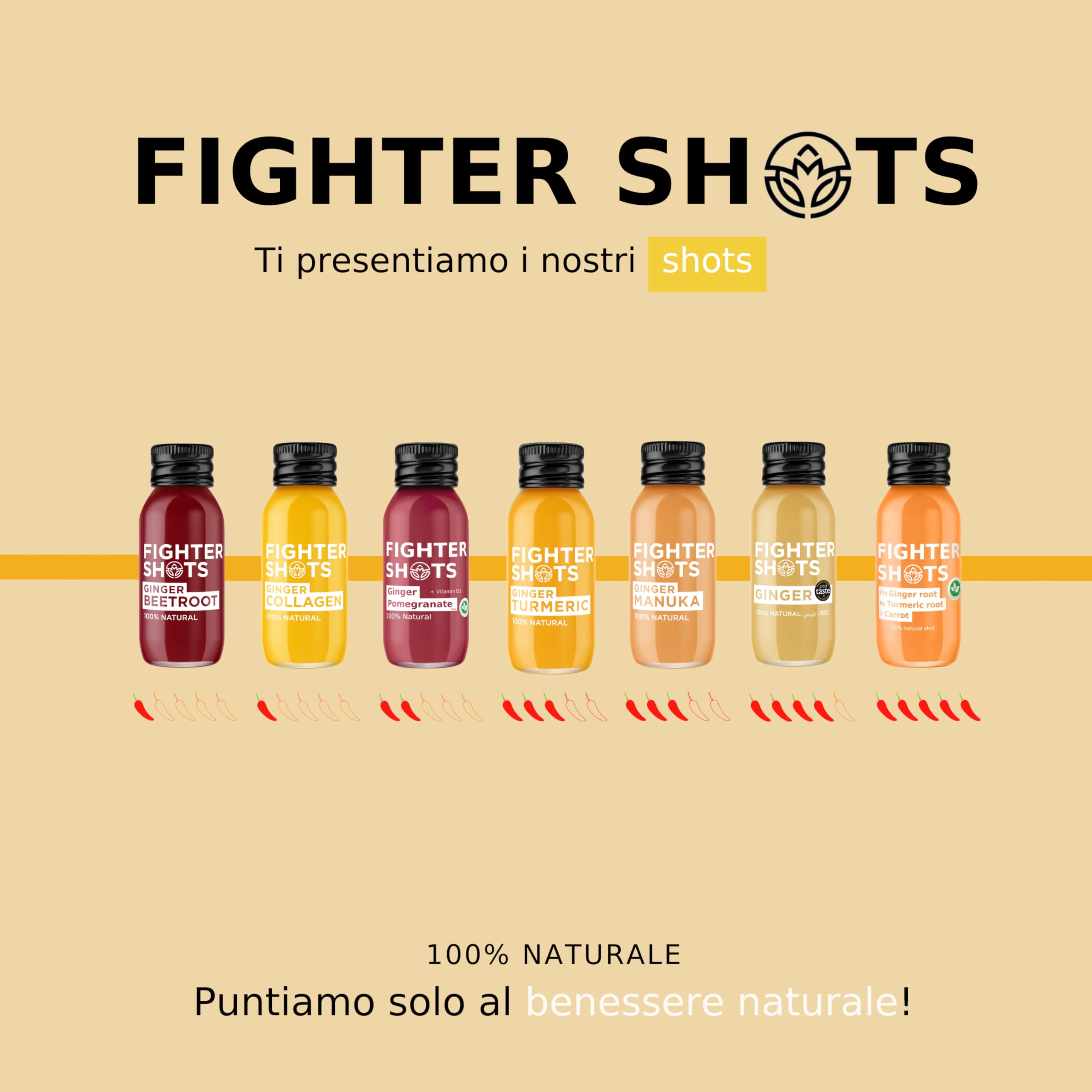 Fighter Shots label closeup with award winning branding.