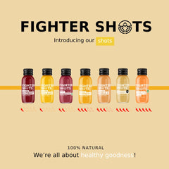 Fighter Shots pour image suggests easy mixing with hot water for a milder sip.