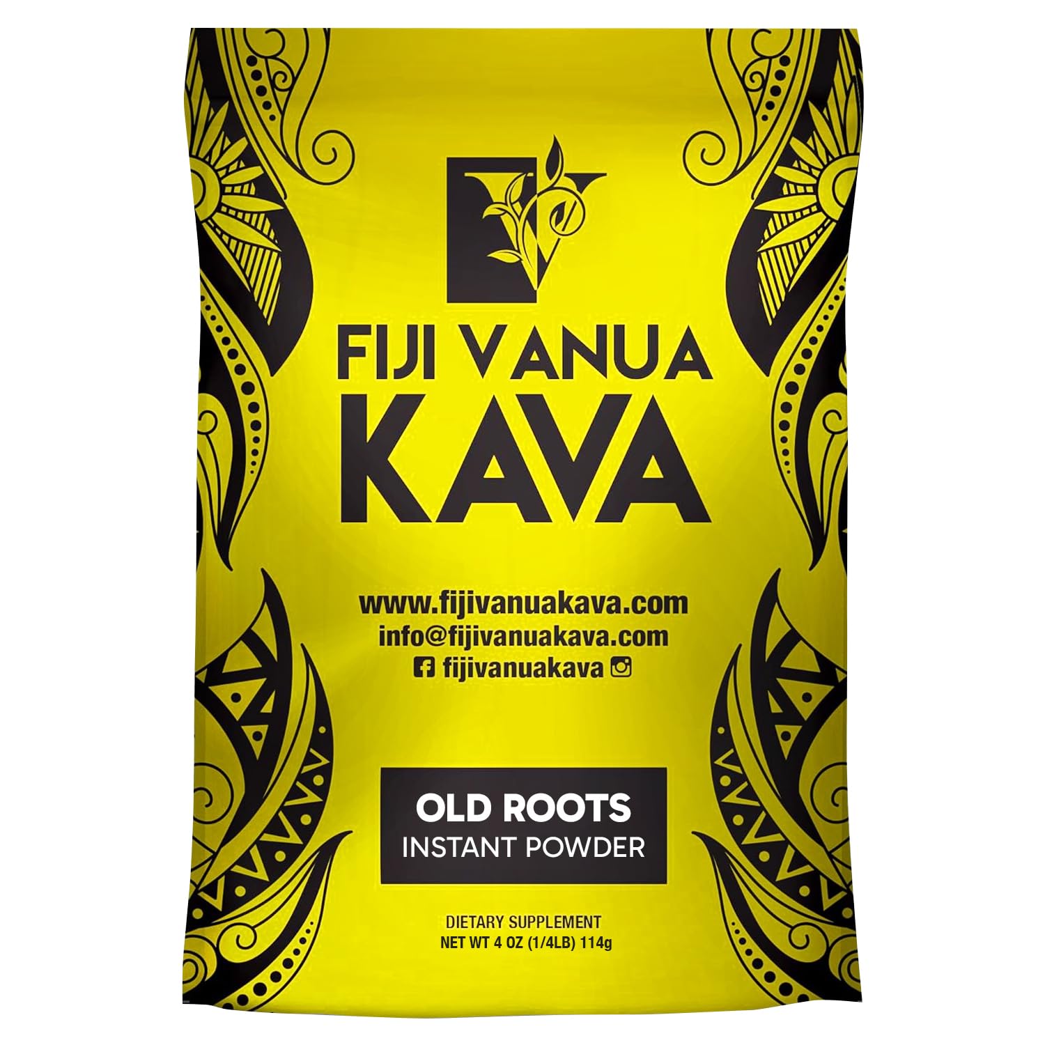 Fiji Vanua Kava instant old roots powder in a jar for quick, traditional-style preparation