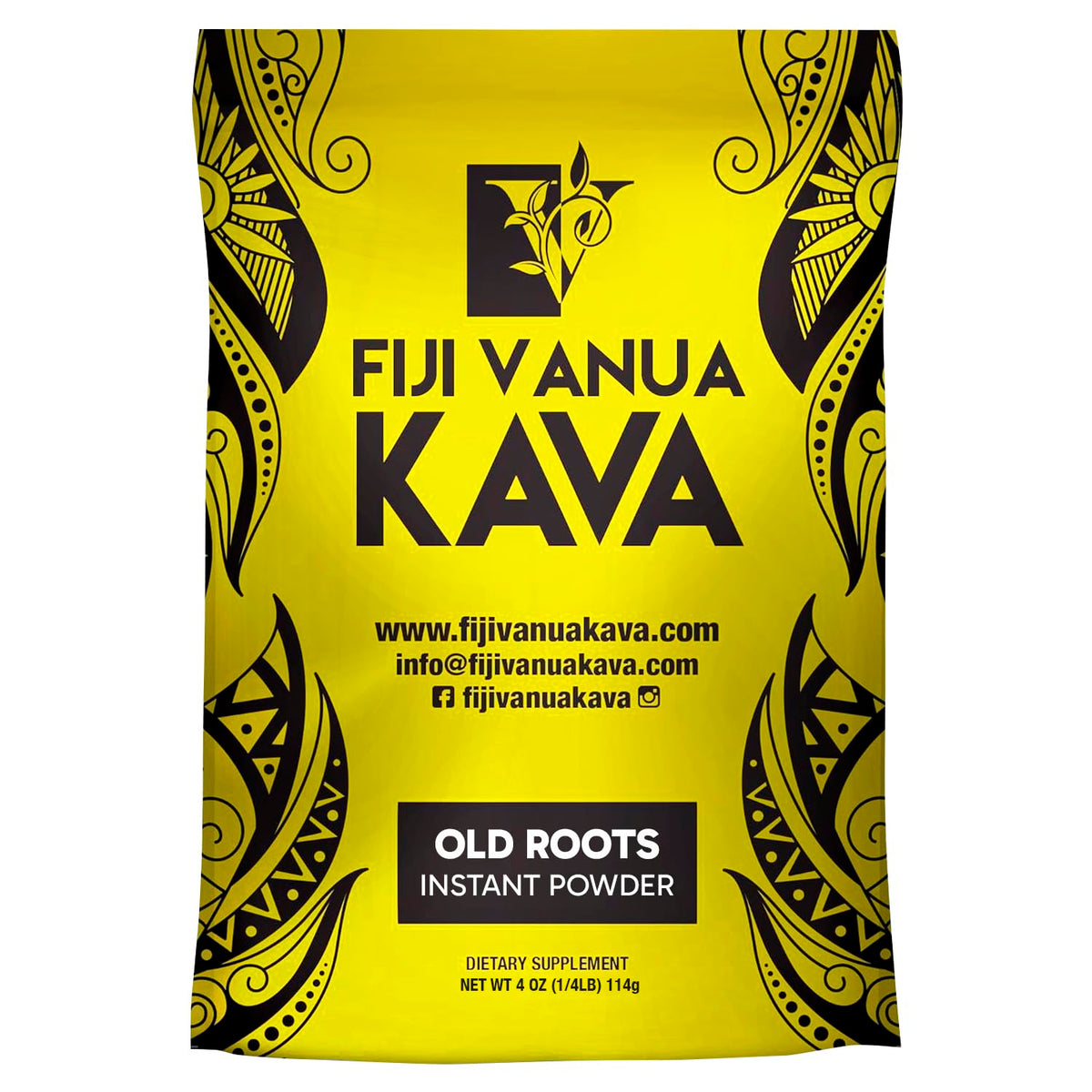 Fiji Vanua Kava instant old roots powder in a jar for quick, traditional-style preparation