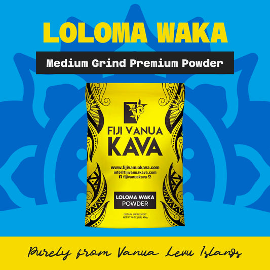 Loloma Waka powder with a measuring spoon for consistent, easy brews.