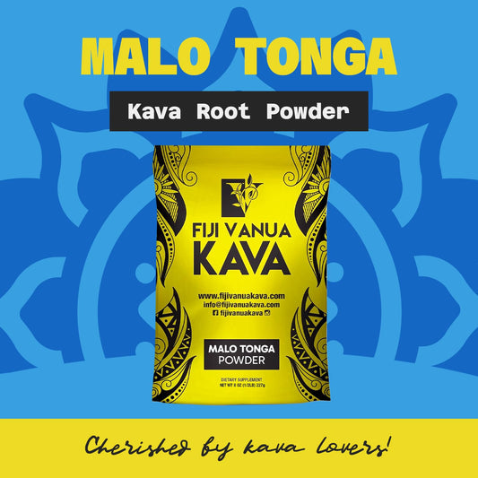 Fiji Vanua Kava Malo Tonga medium grind powder ready for traditional strainer brewing.