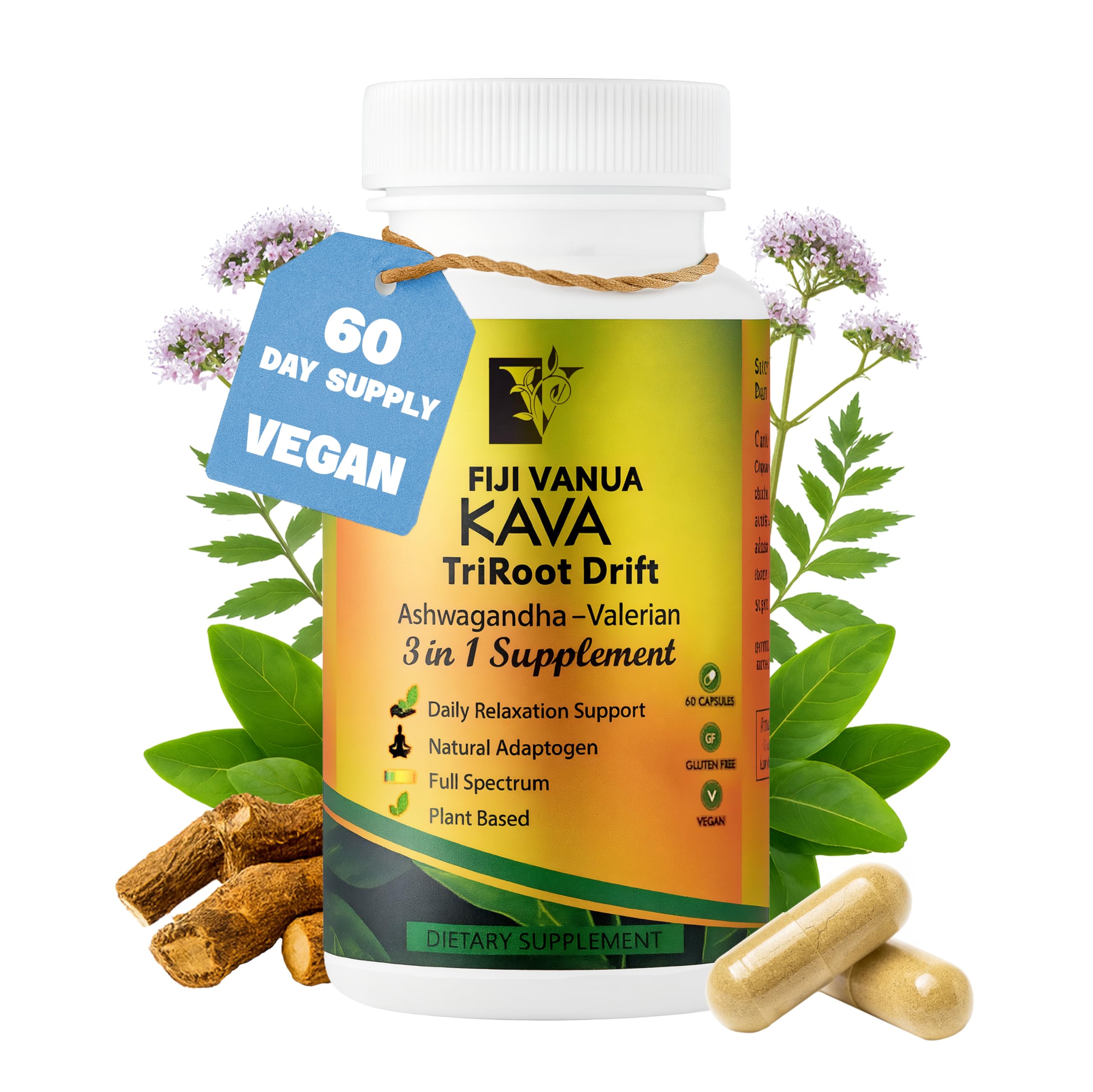 Fiji Vanua Kava capsules packaging for easy daily calm.