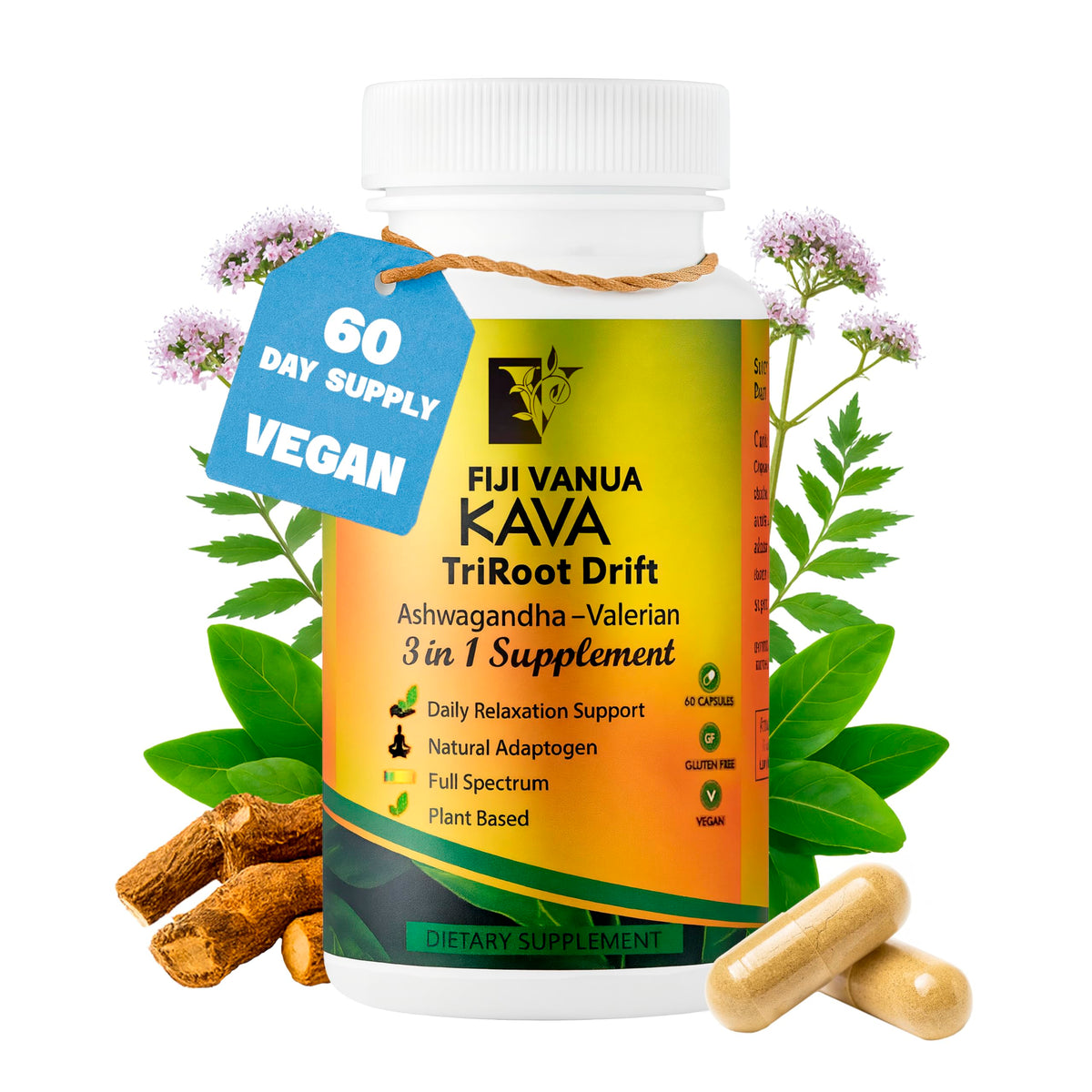 Fiji Vanua Kava capsules packaging for easy daily calm.