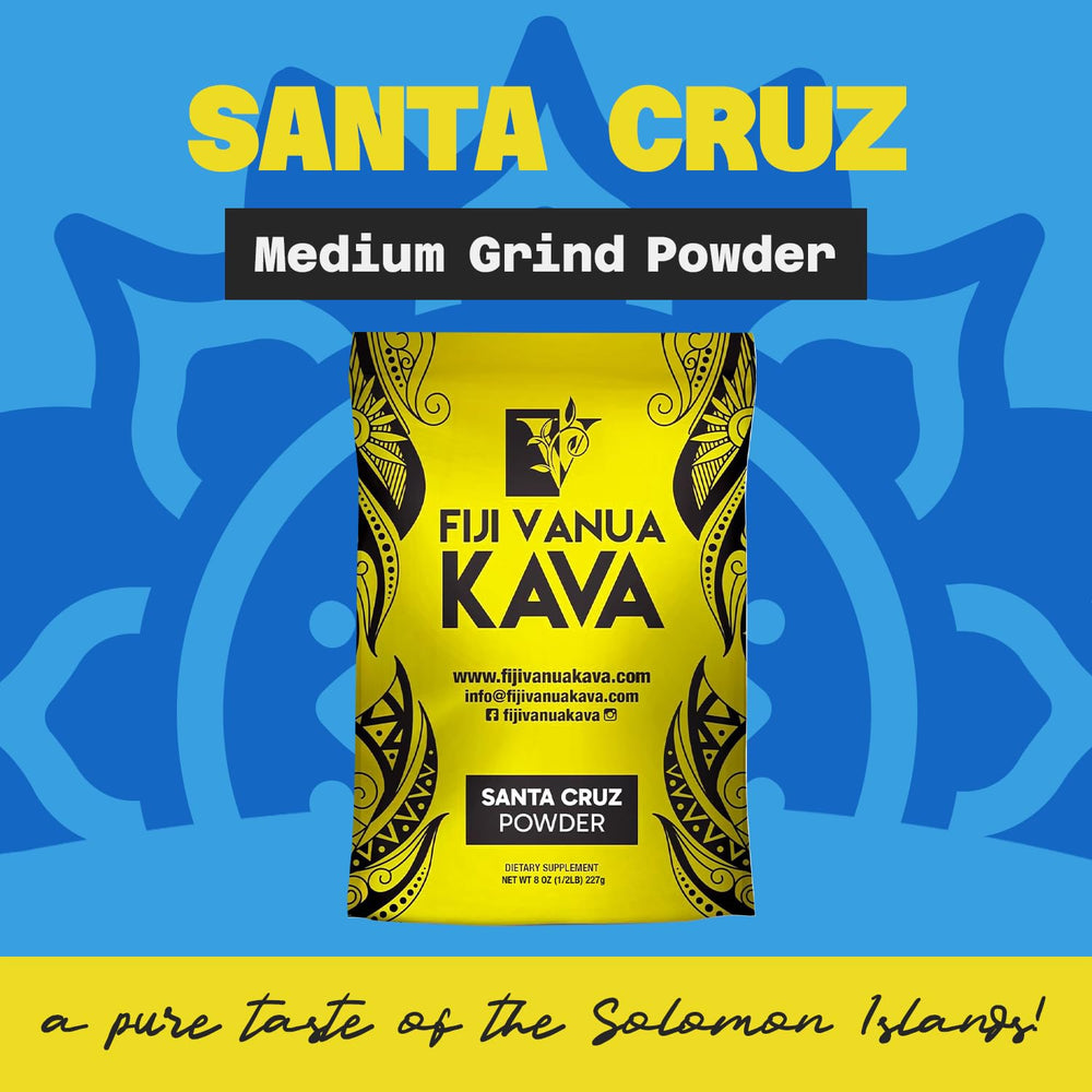 Fiji Vanua Kava Premium Santa Cruz cup ready for a calming evening ritual.