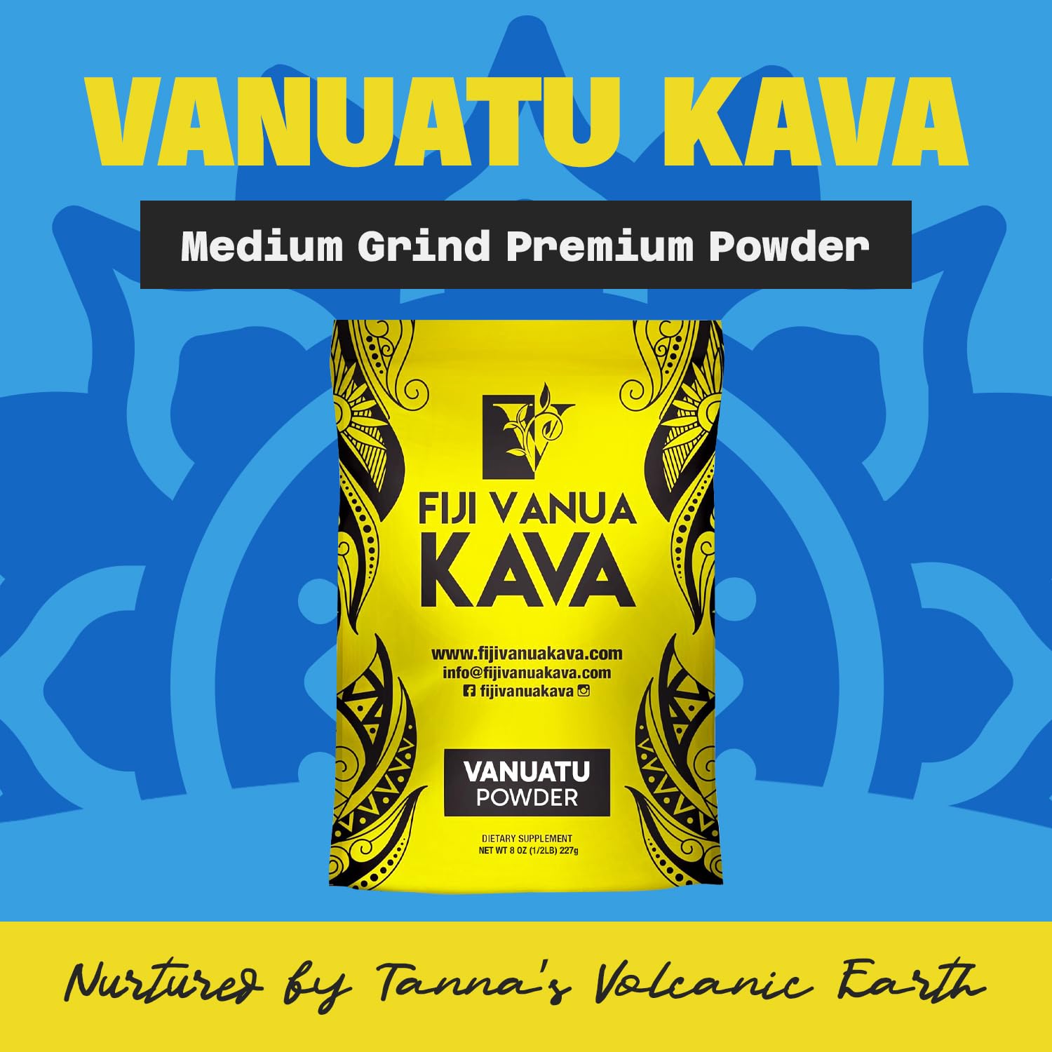 Fiji Vanua Kava Vanuatu Powder lateral-roots closeup emphasizing high kavalactone content.