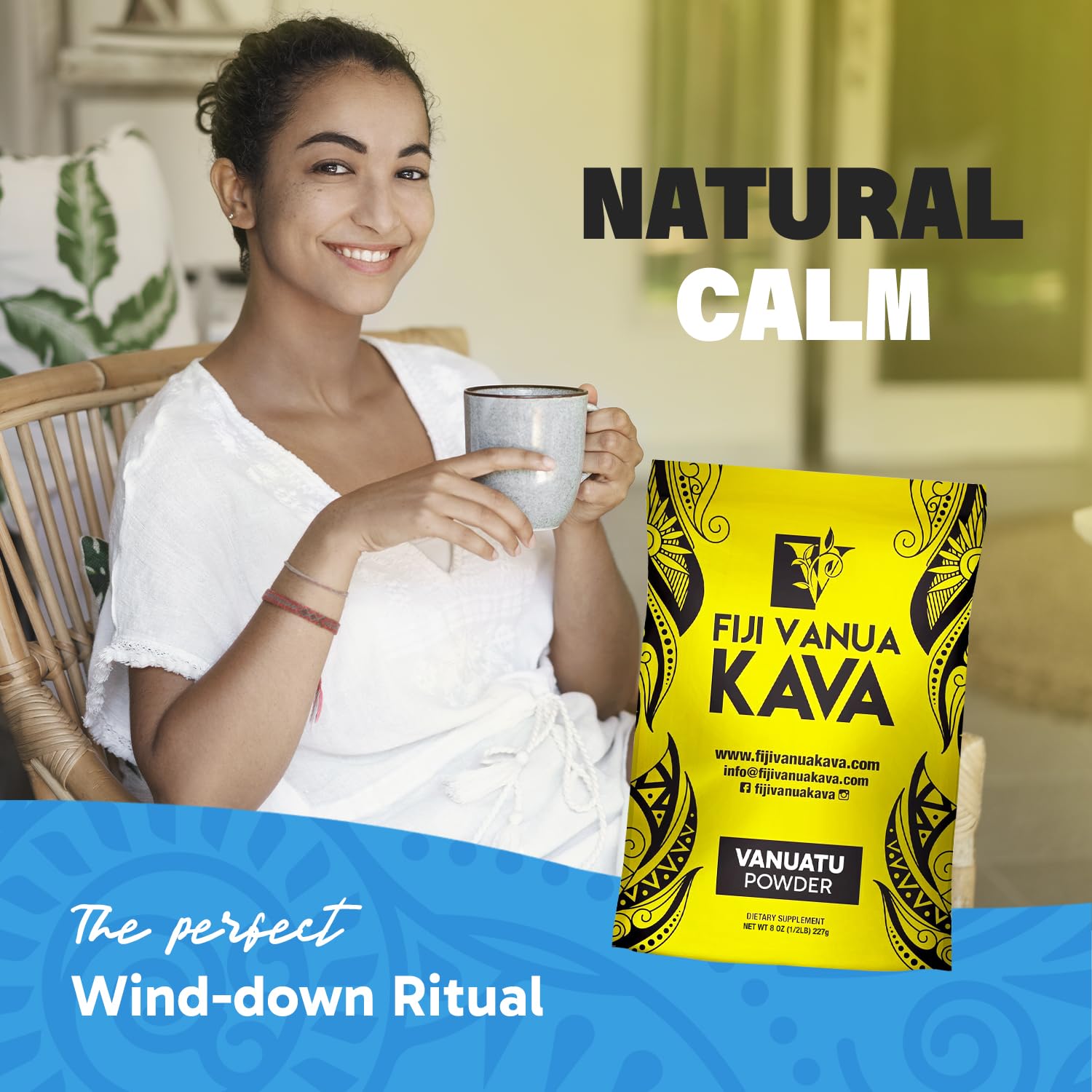 Fiji Vanua Kava Vanuatu Powder sun-dried rows signaling potency and purity.